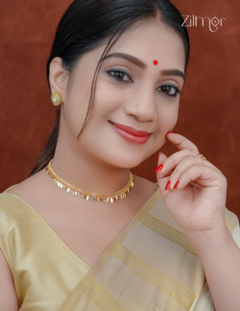 18k Gold Plated Simple kerala style ElakkaThali choker Necklace  - PE1012319