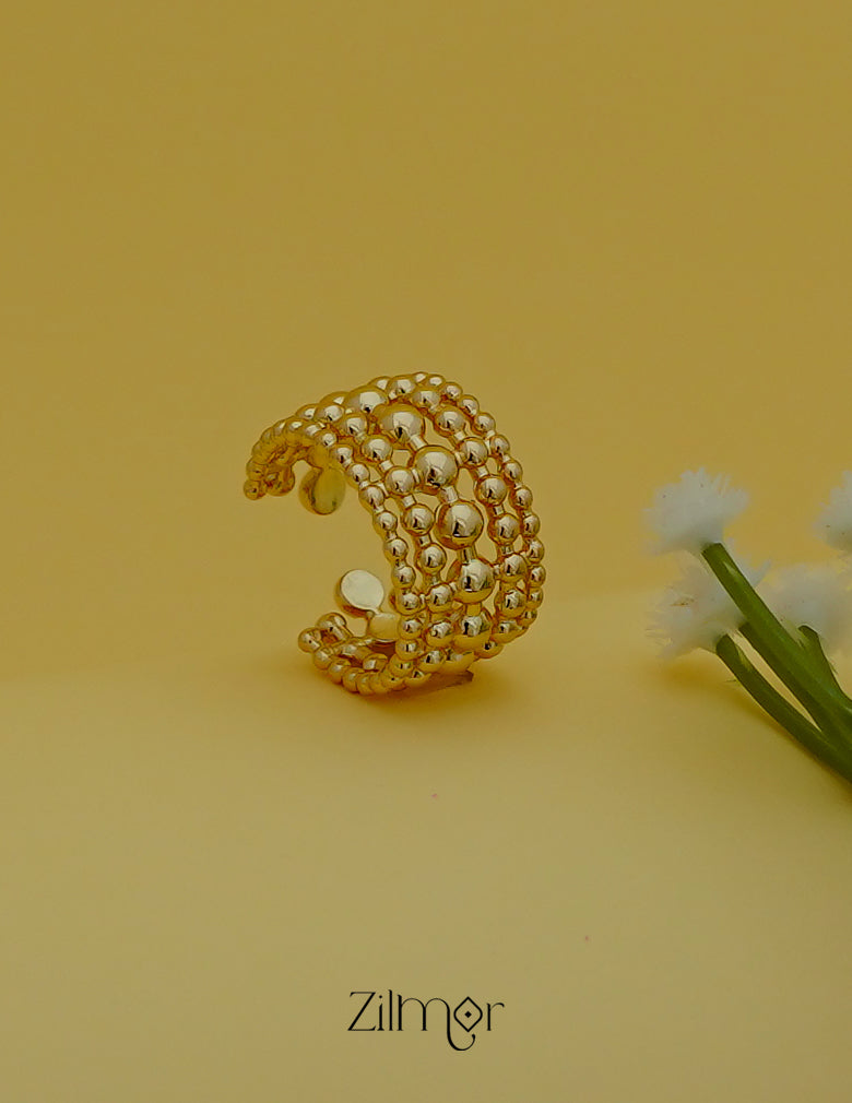 ZC1012046 - 18K Gold Plated  Ball Textured Cuff Adjustable Ring