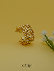 ZC1012046 - 18K Gold Plated  Ball Textured Cuff Adjustable Ring