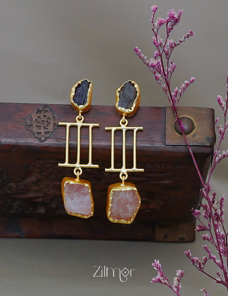 ZA1011881 - Natural Raw Stone Earring 1-Zilmor