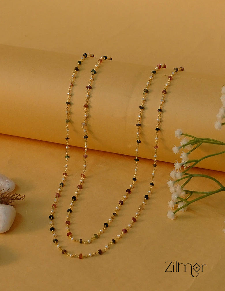 KY1011941- Double Layer Beaded Long Chain Necklace 1-Zilmor