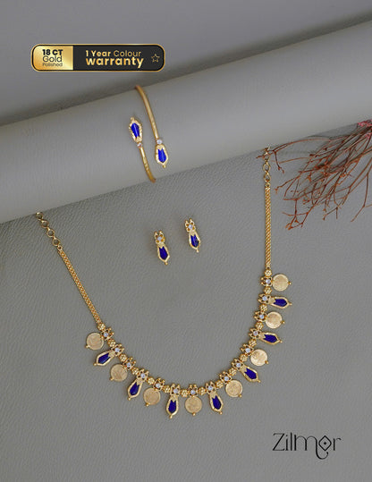 KY1011774- Gold tone Lakshmi coin & Nagapadam Necklace Earrings with Bangle set combo 5-Zilmor