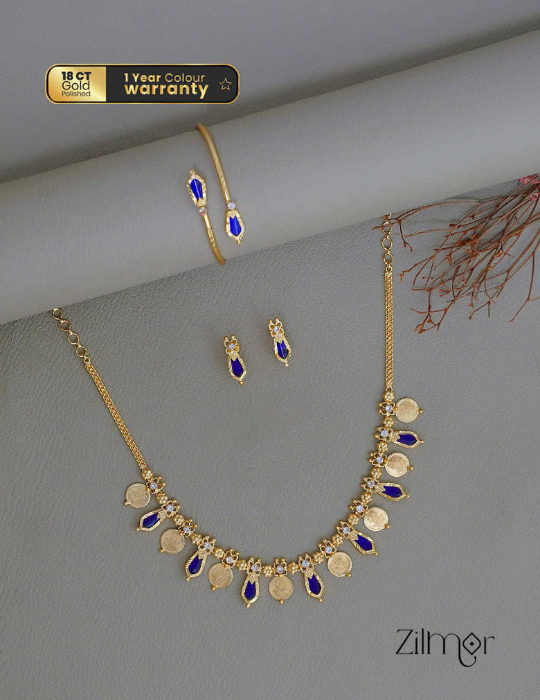 KY1011774- Gold tone Lakshmi coin & Nagapadam Necklace Earrings with Bangle set combo 5-Zilmor