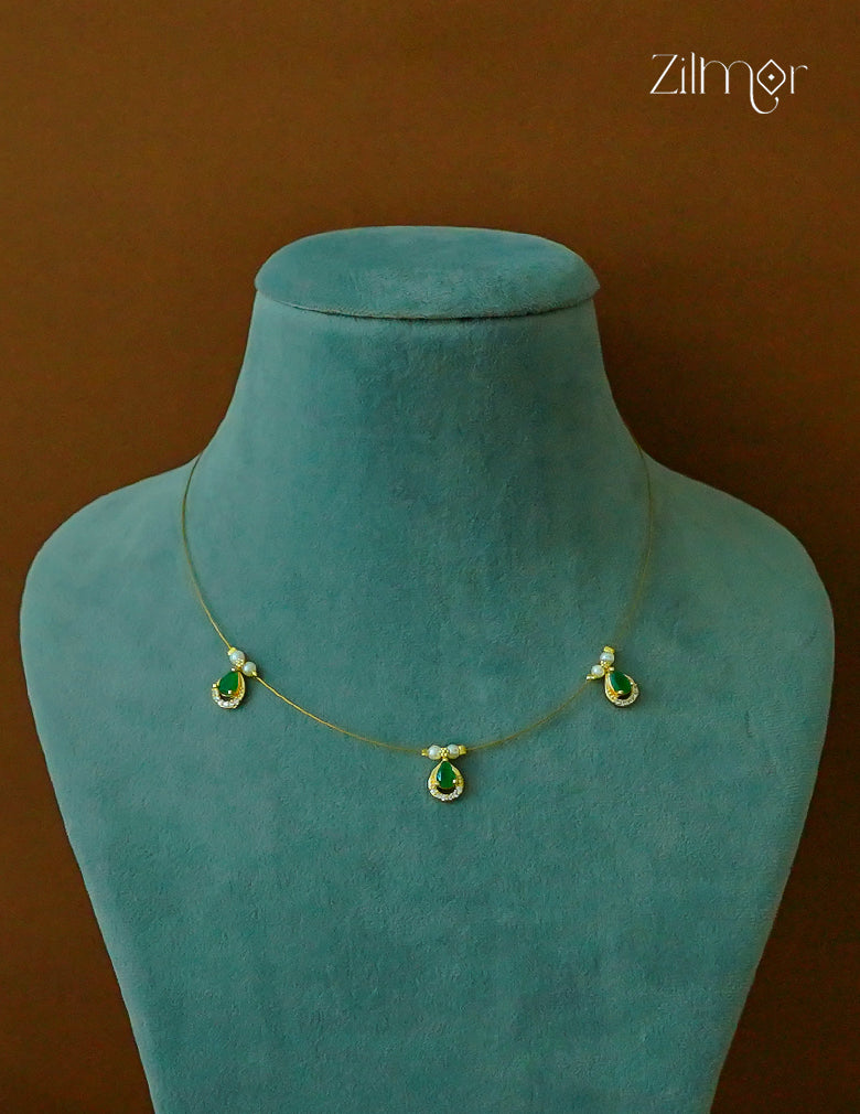 SN1011677- AD Stone with Pearl Pendant Hanging Invisible Necklace (color option)