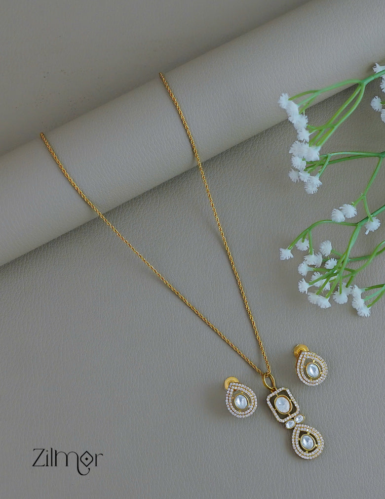 KH1011912-  Antique AD Stone Simple Necklace Earring Set 1-Zilmor