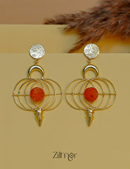 ZA1011997- Natural Raw Stone Hanging Earrings
