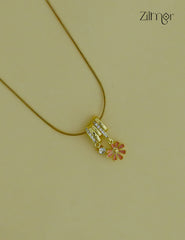 Gold Tone Ad Stone with Flower Pendant Simple Necklace-ZF1012144