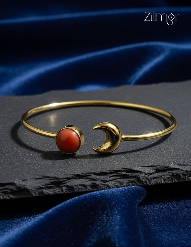 Golden Adjustable Half Moon Anti Tarnish Bracelet Bangle- AS1012187