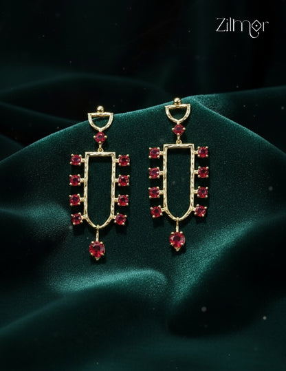 18K Gold Plated Designer Glossy Stone Hanging Anti-Tarnish Earrings - ZP1012175