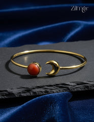 Golden Adjustable Half Moon Anti Tarnish Bracelet Bangle- AS1012187