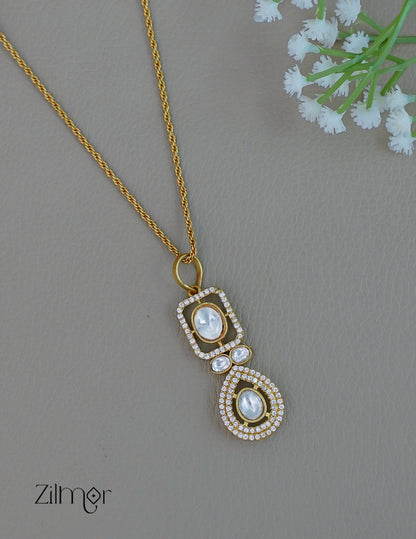 KH1011912-  Antique AD Stone Simple Necklace Earring Set 2-Zilmor