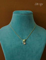 Gold Tone Ad Stone with Flower Pendant Simple Necklace-ZF1012144