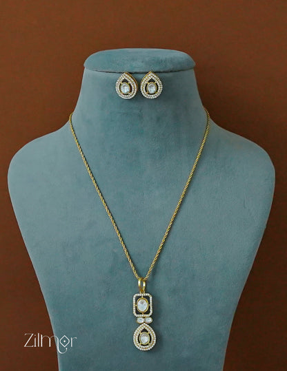 KH1011912-  Antique AD Stone Simple Necklace Earring Set 3-Zilmor