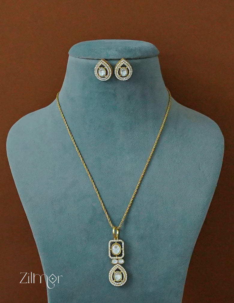 KH1011912-  Antique AD Stone Simple Necklace Earring Set 3-Zilmor