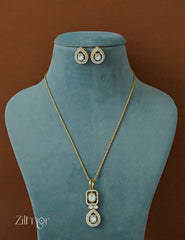 KH1011912-  Antique AD Stone Simple Necklace Earring Set 3-Zilmor