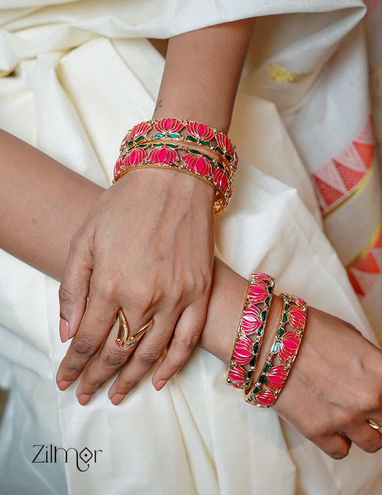 BH1011894- Premium Antique Lotus Bangle 4-Zilmor