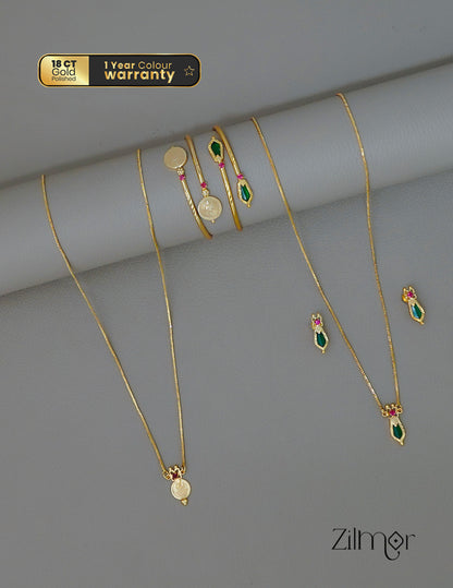KY1011838 - Gold toned Kaashu& Naga Necklace with matching Bangle Earring set Combo (color option) 2-Zilmor