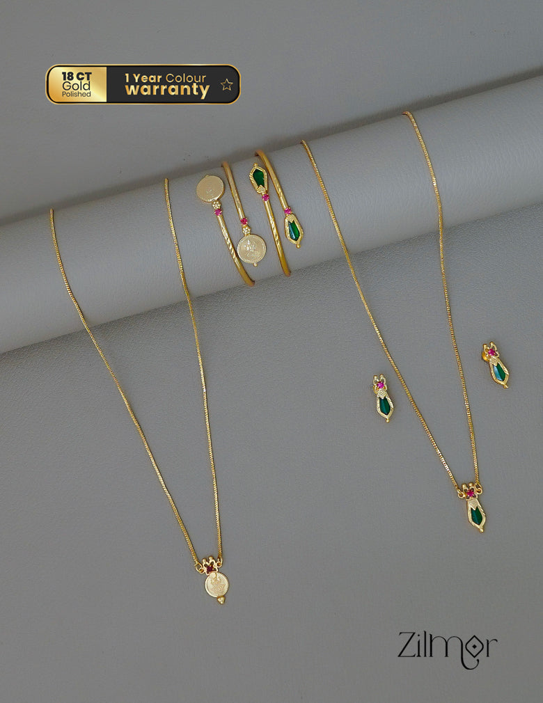 KY1011838 - Gold toned Kaashu& Naga Necklace with matching Bangle Earring set Combo (color option) 2-Zilmor