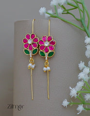 KS1012007- Kemp Flower with Pearl Earcuff Earrings