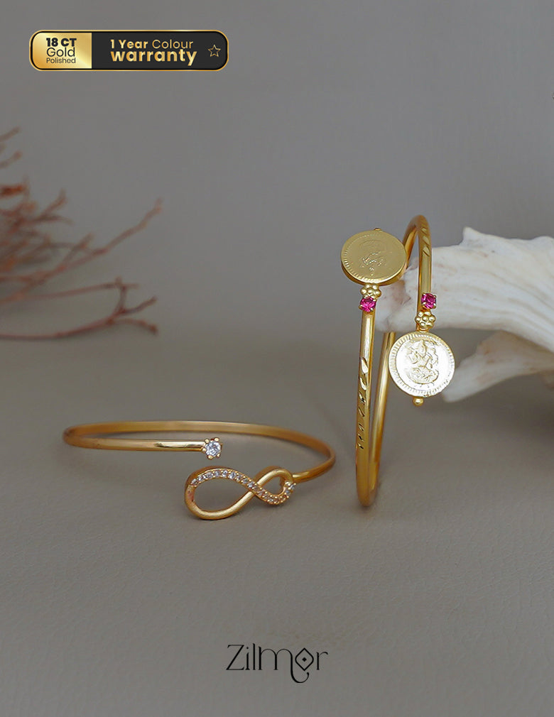 KY1011779 - Gold Plated AD Stone &Lakshmi coin Bangle Combo