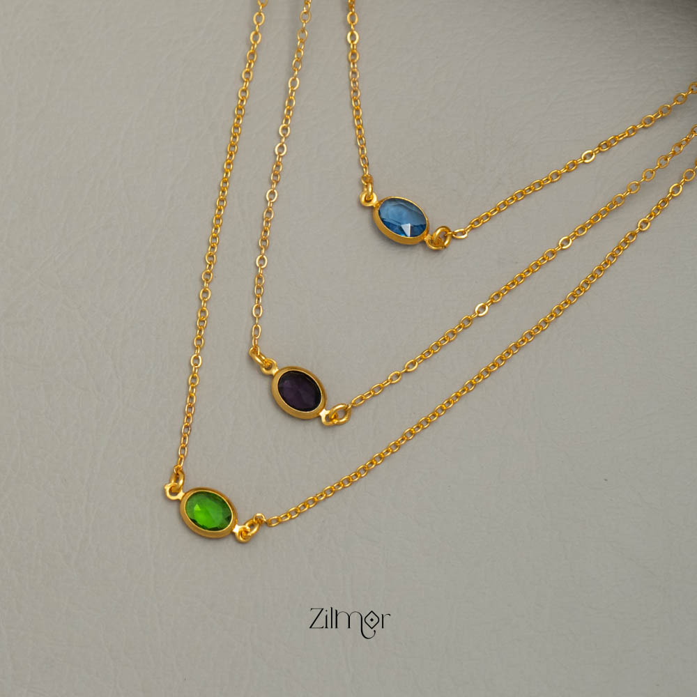 KY101707 - Simple Triple layer AD Stone Necklace