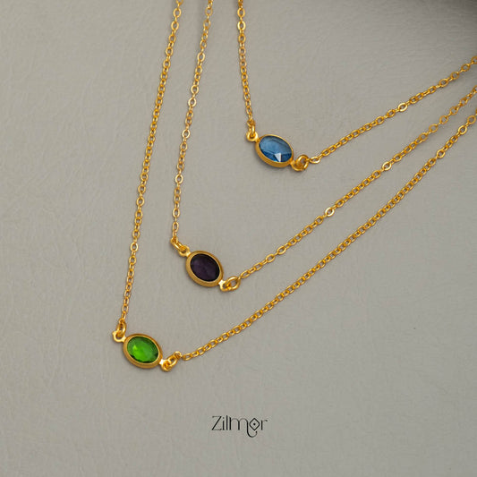 KY101707 - Simple Triple layer AD Stone Necklace