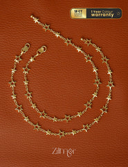 KT1011694- Gold Plated  Pair Star Anklets 3-Zilmor