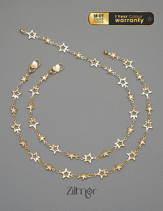KT1011694- Gold Plated  Pair Star Anklets 1-Zilmor