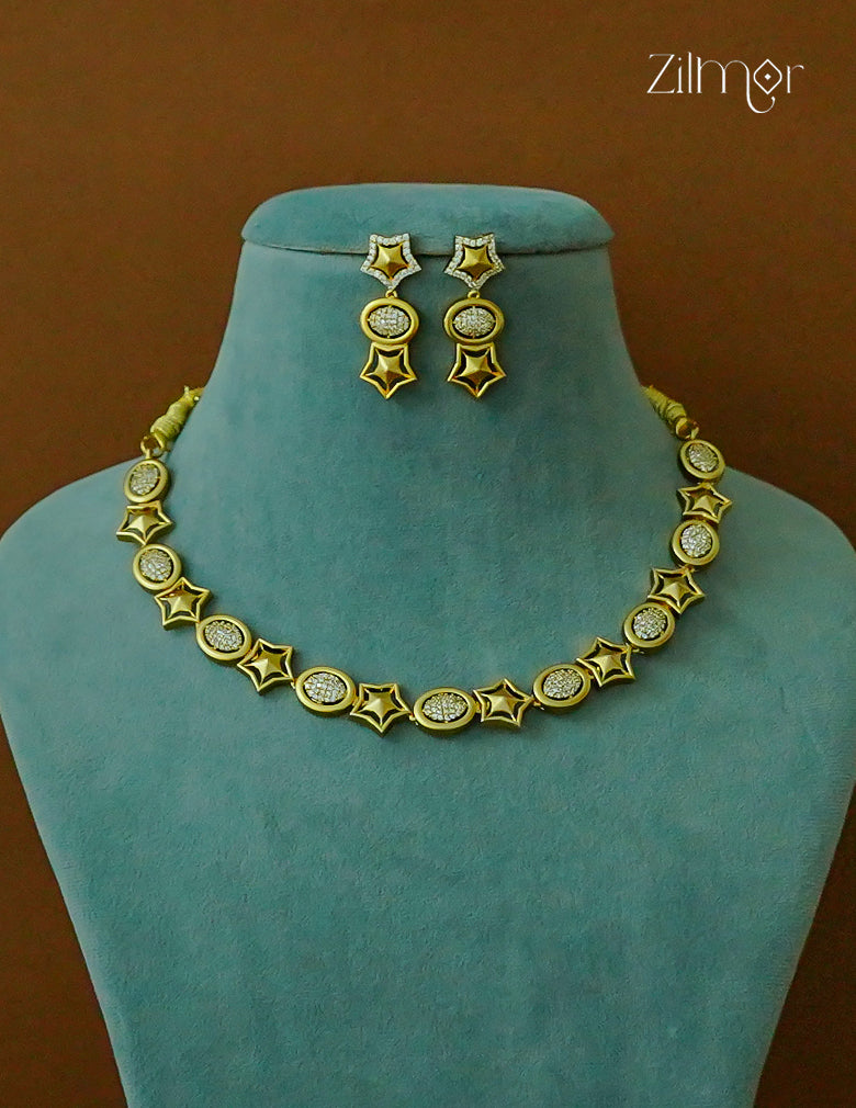 Premium Antique AD Stone  Necklace with Earrings - CL1012073