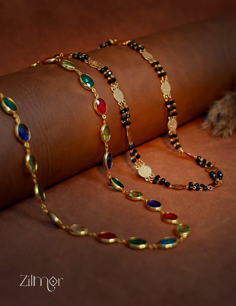 KY1011797 - Gold Plated Long Necklace combo 1-Zilmor