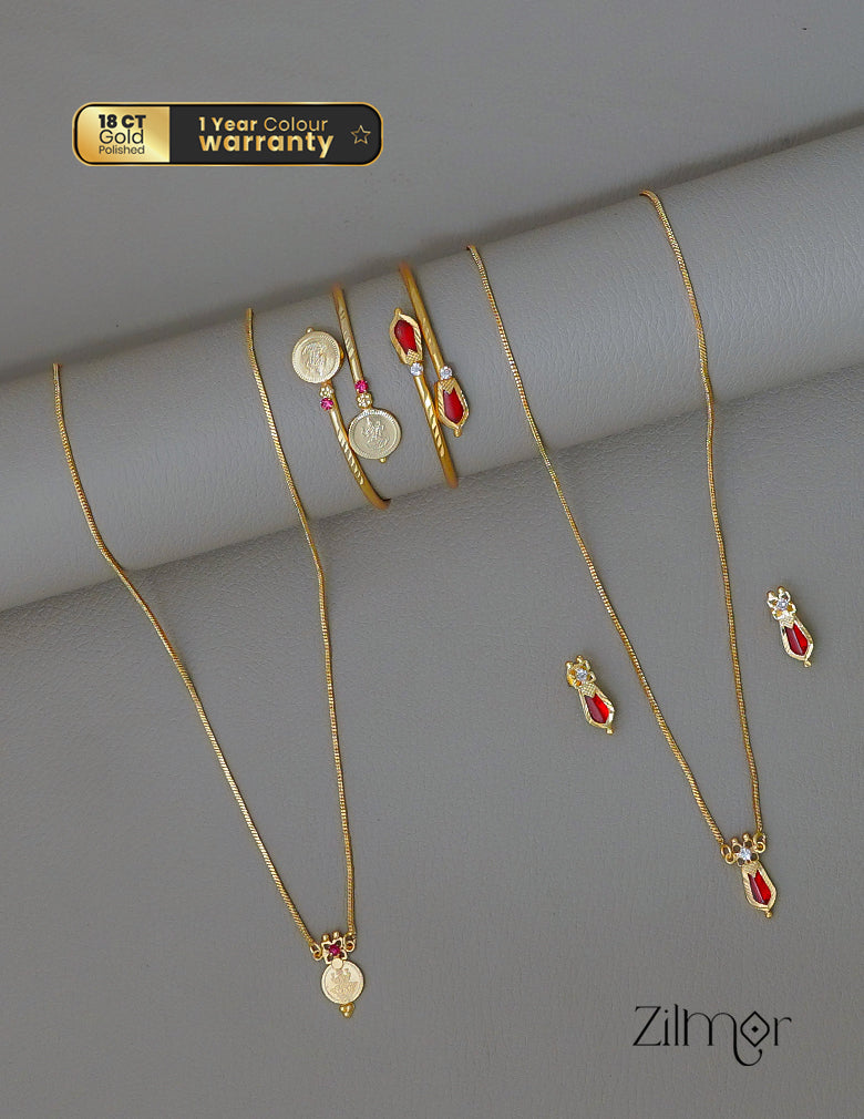 KY1011838 - Gold toned Kaashu& Naga Necklace with matching Bangle Earring set Combo (color option) 3-Zilmor
