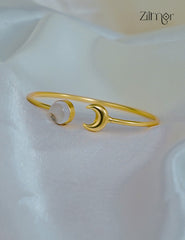 Golden Adjustable Half Moon Anti Tarnish Bracelet Bangle- AS1012187
