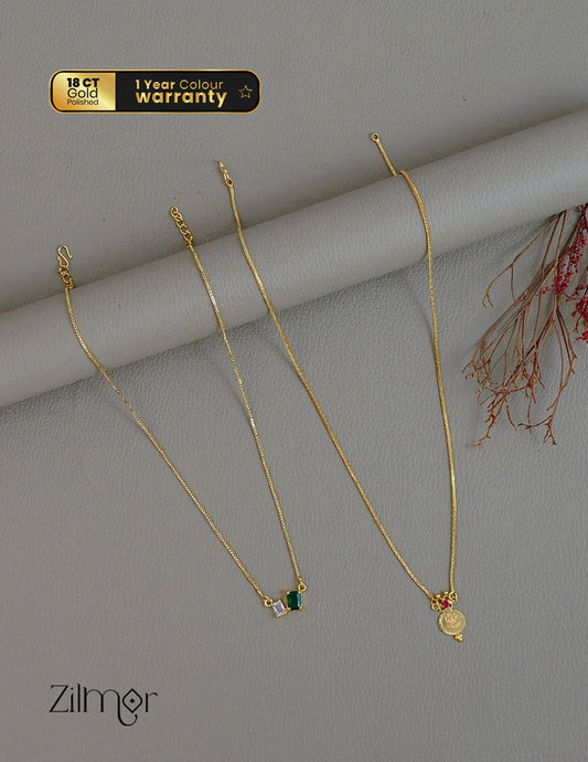KY1011754 - Simple Kaashu & Ad stone Pendant Necklace Combo