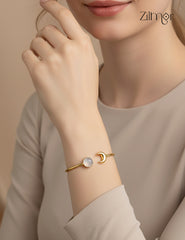 Golden Adjustable Half Moon Anti Tarnish Bracelet Bangle- AS1012187