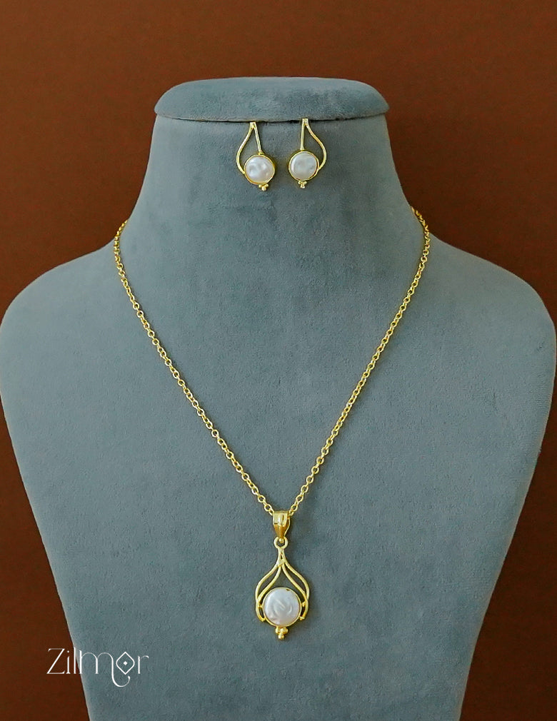 ZA1011887 - Simple Pearl Necklace Earring Set 2-Zilmor