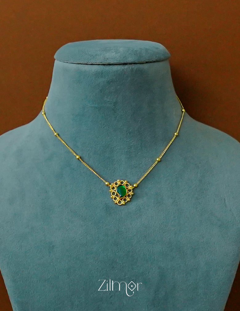 KY1011845-  Gold Tone Simple Mango Palakka Necklace 2-Zilmor