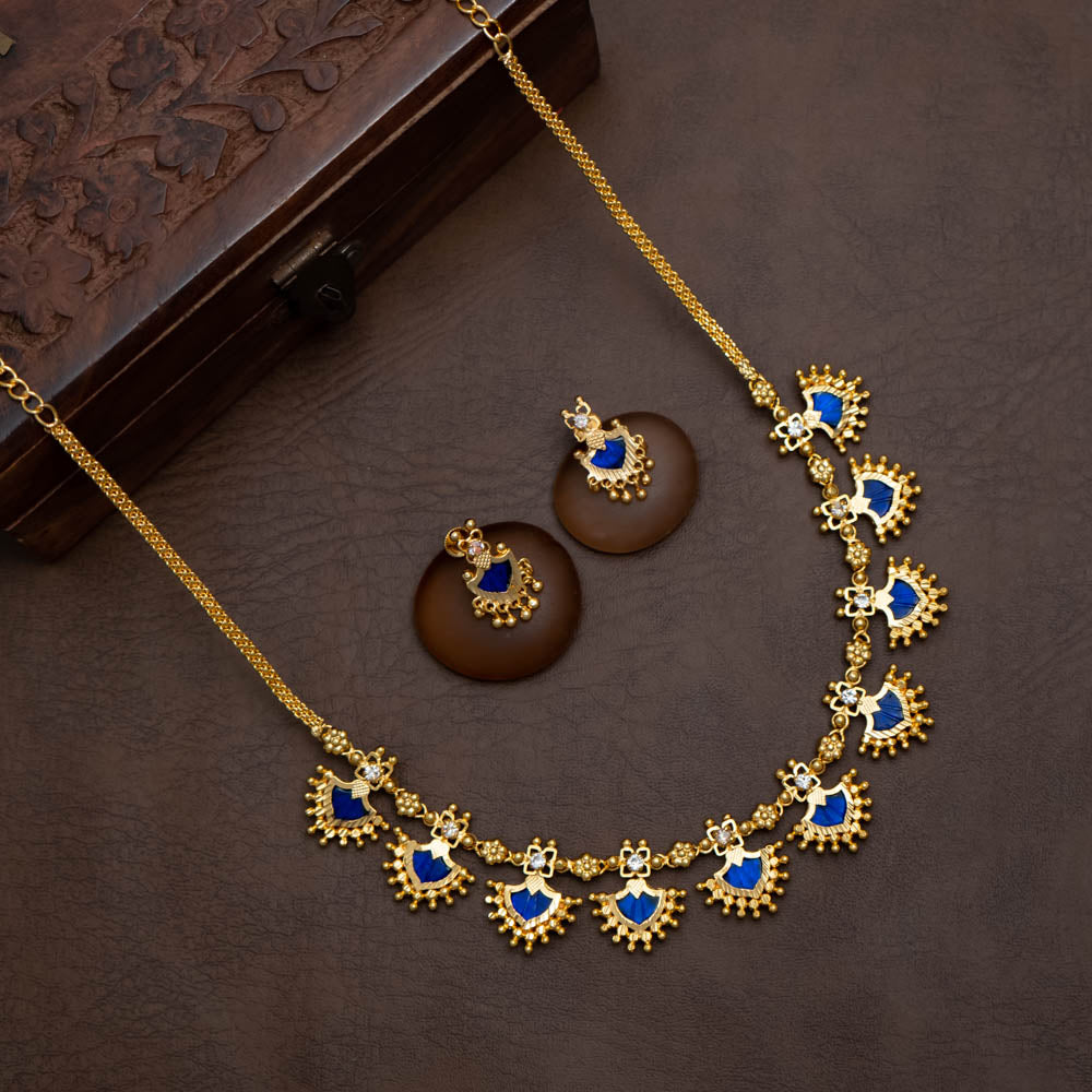 Palakka Short Haram Necklace with Earrings