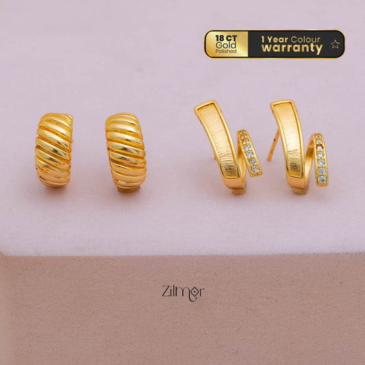 PE101842 - Set Of 2 Gold-Plated Minimal Hoop Earrings