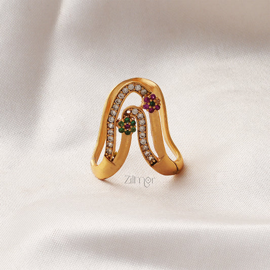 BH1011342 -  AD Stone Vanki  V-Shaped Ring