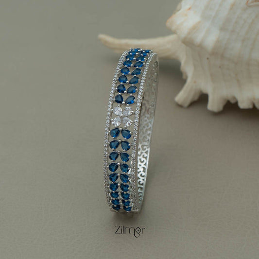 KM101355 - Silver Plated AD stone Openable Bangle
