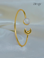 Golden Adjustable Half Moon Anti Tarnish Bracelet Bangle- AS1012187