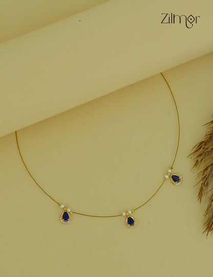 SN1011677- AD Stone with Pearl Pendant Hanging Invisible Necklace (color option)