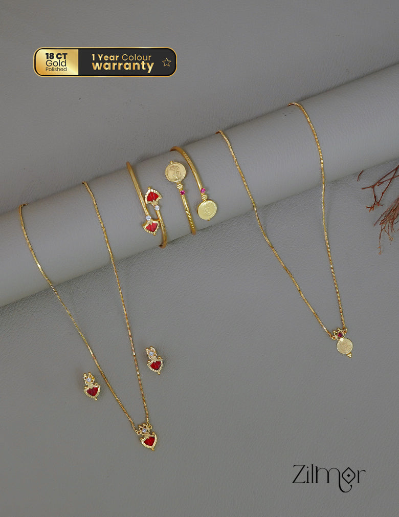 KY1011781 - Palakka &Kaashu Necklace Set with Matching Bangle combo (color option) 6-Zilmor