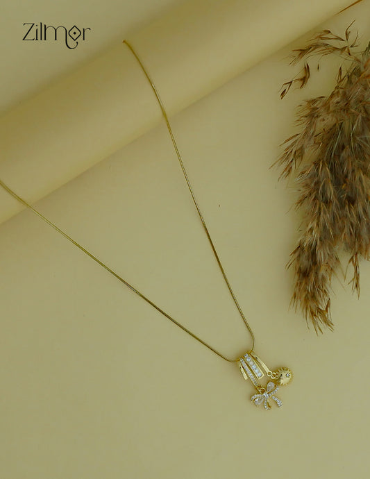 Gold Tone Ad Stone Pendant Simple Necklace-ZF1012145