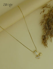 Gold Tone Ad Stone Pendant Simple Necklace-ZF1012145