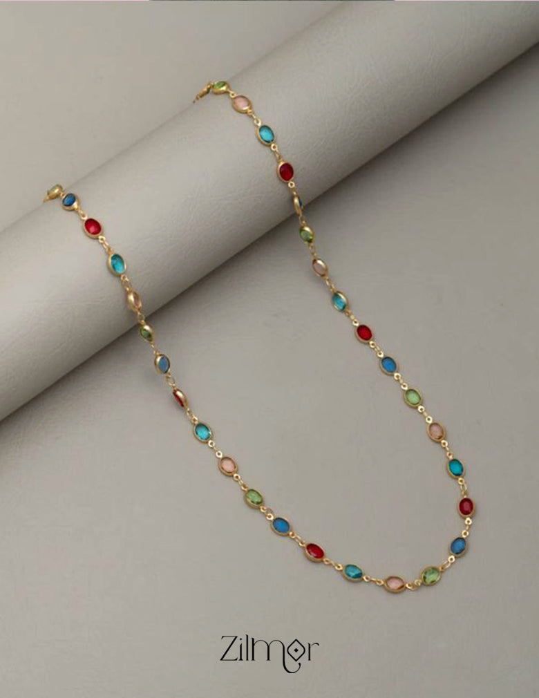 KY1011839- Anti Tarnish Multi Stone Chain Necklace Combo 3-Zilmor