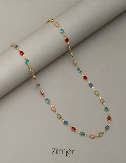 KY1011839- Anti Tarnish Multi Stone Chain Necklace Combo 3-Zilmor