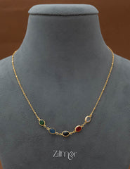 KY101774 - Multi Color Semi Precious Stone Pendant Simple Necklace 3-Zilmor