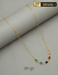 KY101774 - Multi Color Semi Precious Stone Pendant Simple Necklace 1-Zilmor