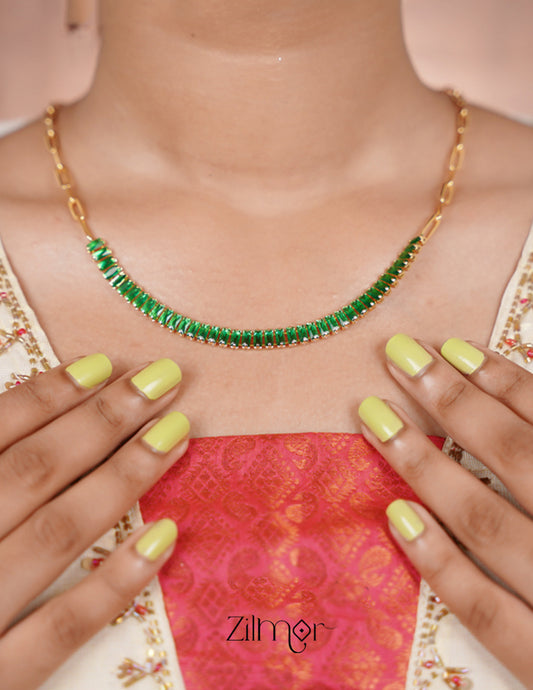 KY101963 - Anti Tarnish Halflink Tennis Necklace